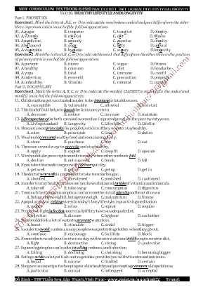Bài tập Tiếng Anh cho học sinh Lớp 11 - Unit 10 Healthy lifestyle and longevity - Đỗ Bình